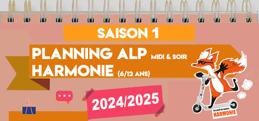 Planning ALP Harmonie, midi et soir (élémentaire)